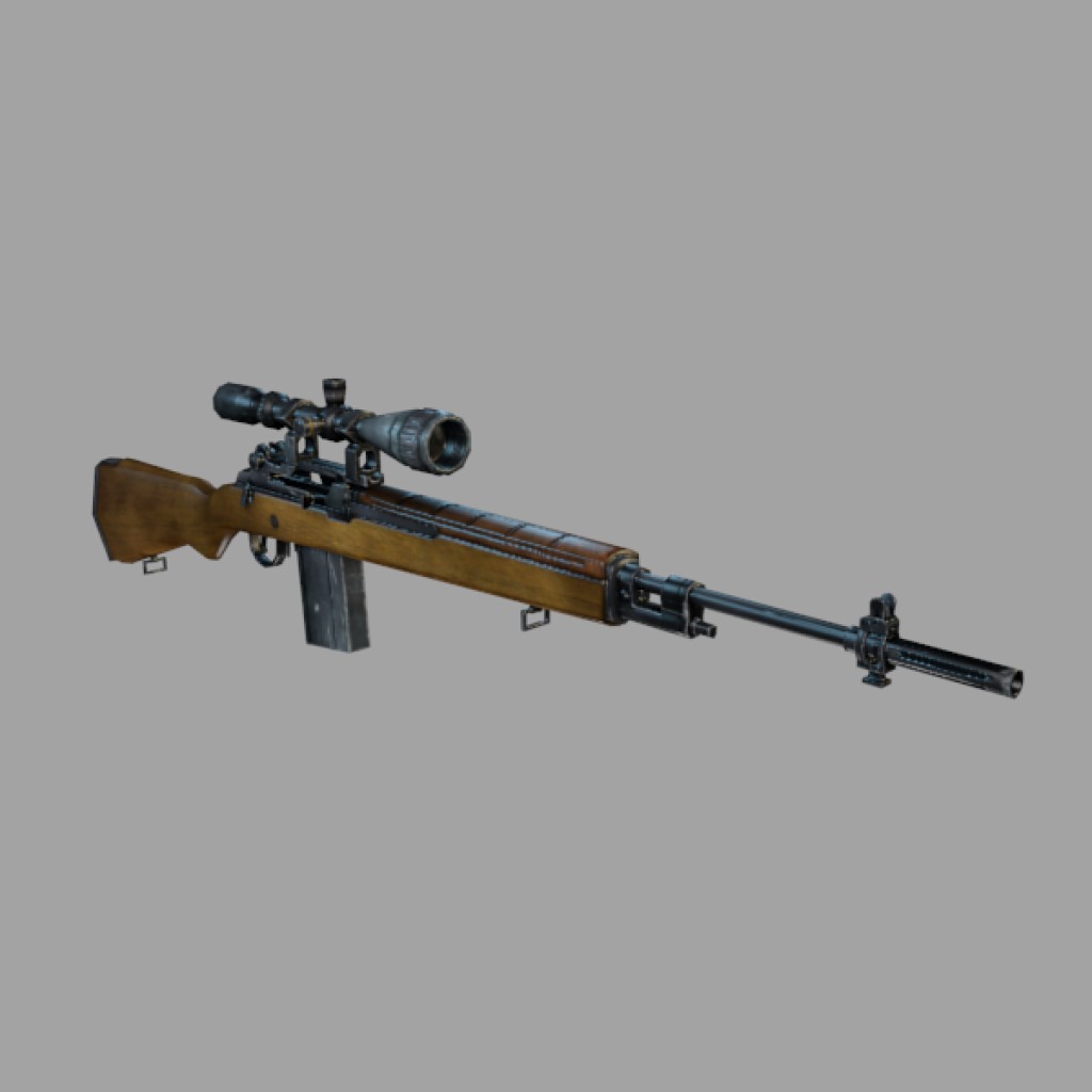 Rifle M14 low poly + textures  preview image 1